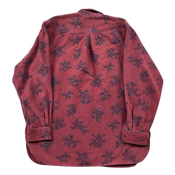 VTG L.L. Bean Floral Button Down Shirt Womens Medium Heavy Flannel USA - Picture 2 of 5